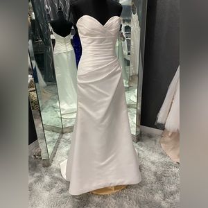 Mikaella Natural Color Satin Wedding Gown